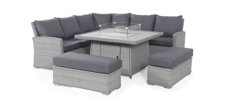 Maze Ascot Deluxe Corner Dining Set With Fire Pit Table