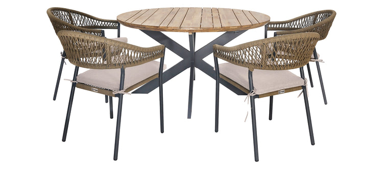 Maze Bali Rope Weave 4 Seat Round Fixed Dining Set From Other Side-Better Bed Company