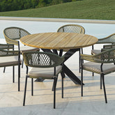 Maze Bali Rope Weave 6 Seat Round Fixed Dining Set-Better Bed Company