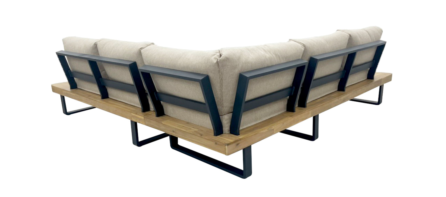 Maze Bali Wood Platform Corner Sofa Set Oatmeal From Back-Better Bed Company