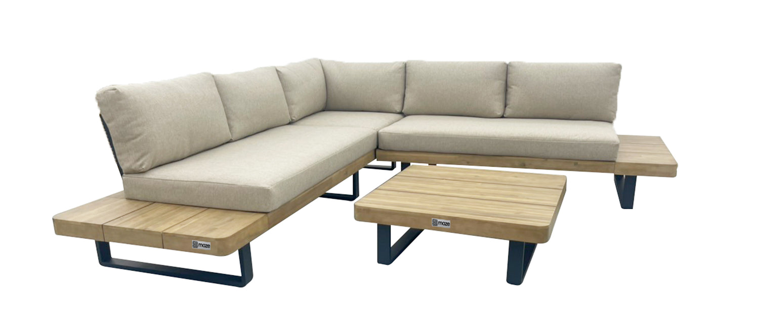 Maze Bali Wood Platform Corner Sofa Set Oatmeal from other side-Better Bed Company