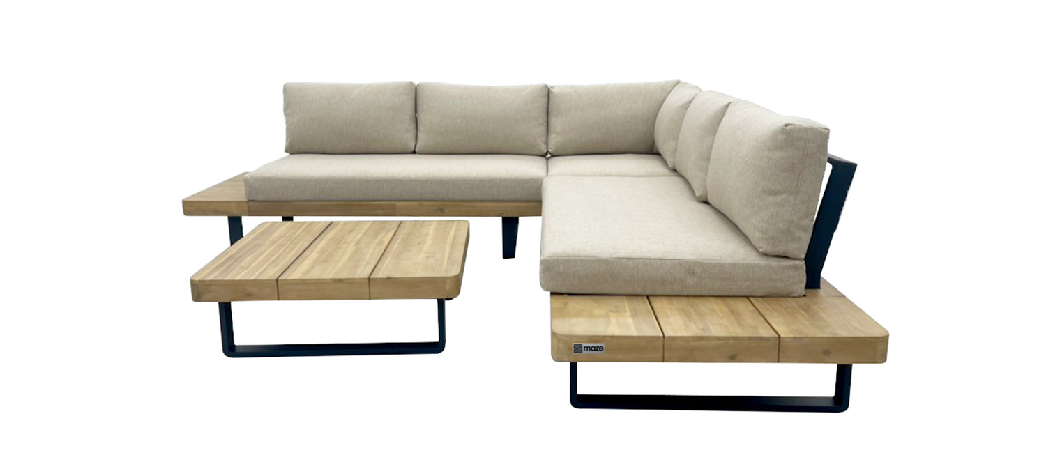 Maze Bali Wood Platform Corner Sofa Set From Side-Better Bed Company