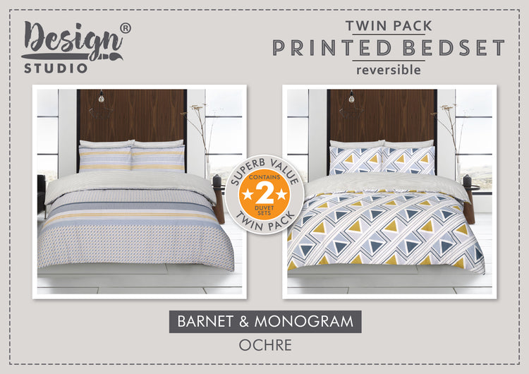 Design Studio Twin Pack Barnet/Monogram Duvet Set