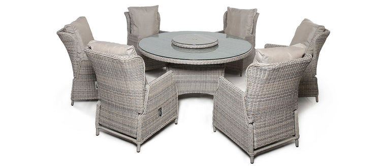 Maze Cotswold Reclining 6 Seat Round Dining Set With Lazy Susan