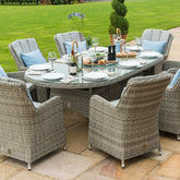 Maze Oxford 8 Seat Oval Dining Set With Ice Bucket And Venice Chairs With Lazy Susan