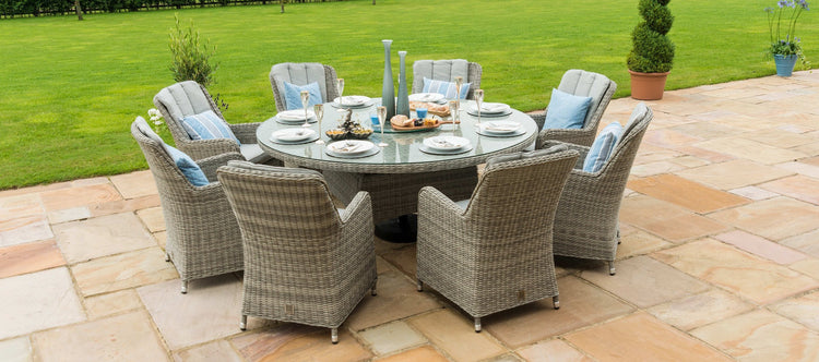 Maze Oxford Seat Round Dining Set With Ice Bucket And Venice Chairs With Lazy Susan