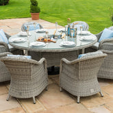 Maze Oxford 8 Seat Round Dining Set With Ice Bucket And Heritage Chairs With Lazy Susan