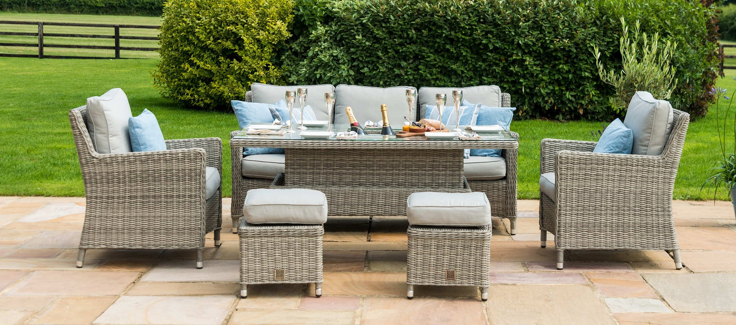 Maze Rattan Oxford Sofa Dining Set with Ice Bucket And Rising Table From Side Life Style-Better Bed Company 