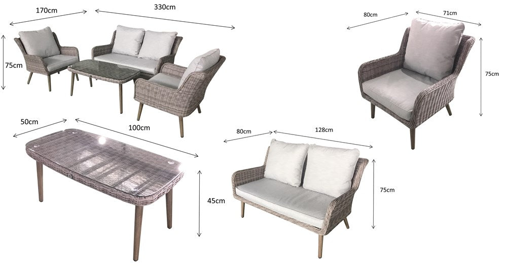 Signature Weave Danielle 4 Seat Sofa Set
