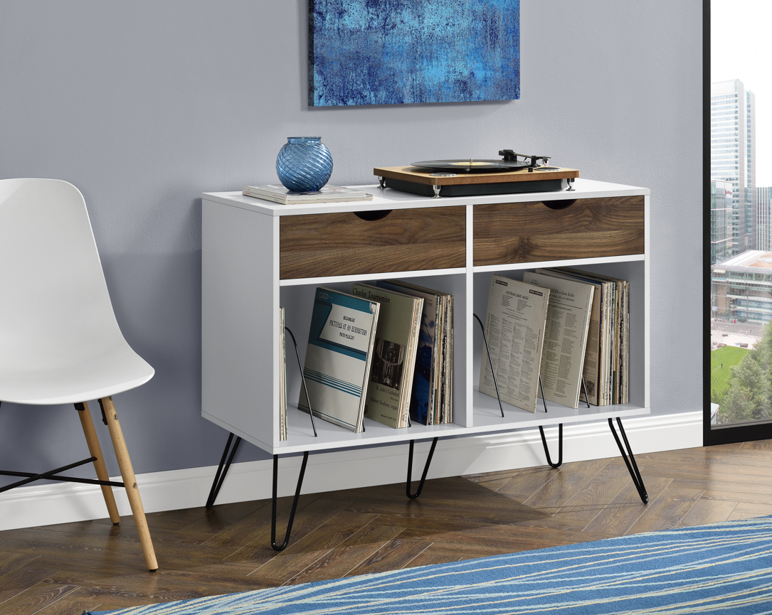Dorel Home Concord Turntable Stand With Drawers White And Oak-Better Bed Company