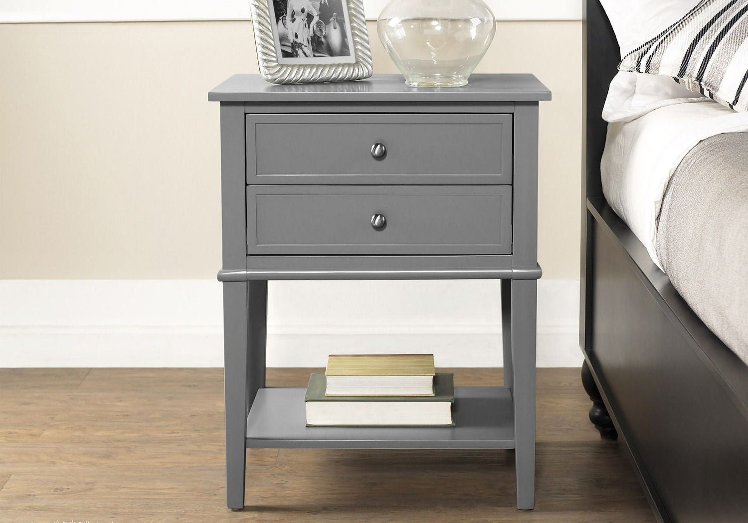 Dorel Home Franklin Accent Table With 2 Drawers Grey-Better Bed Company