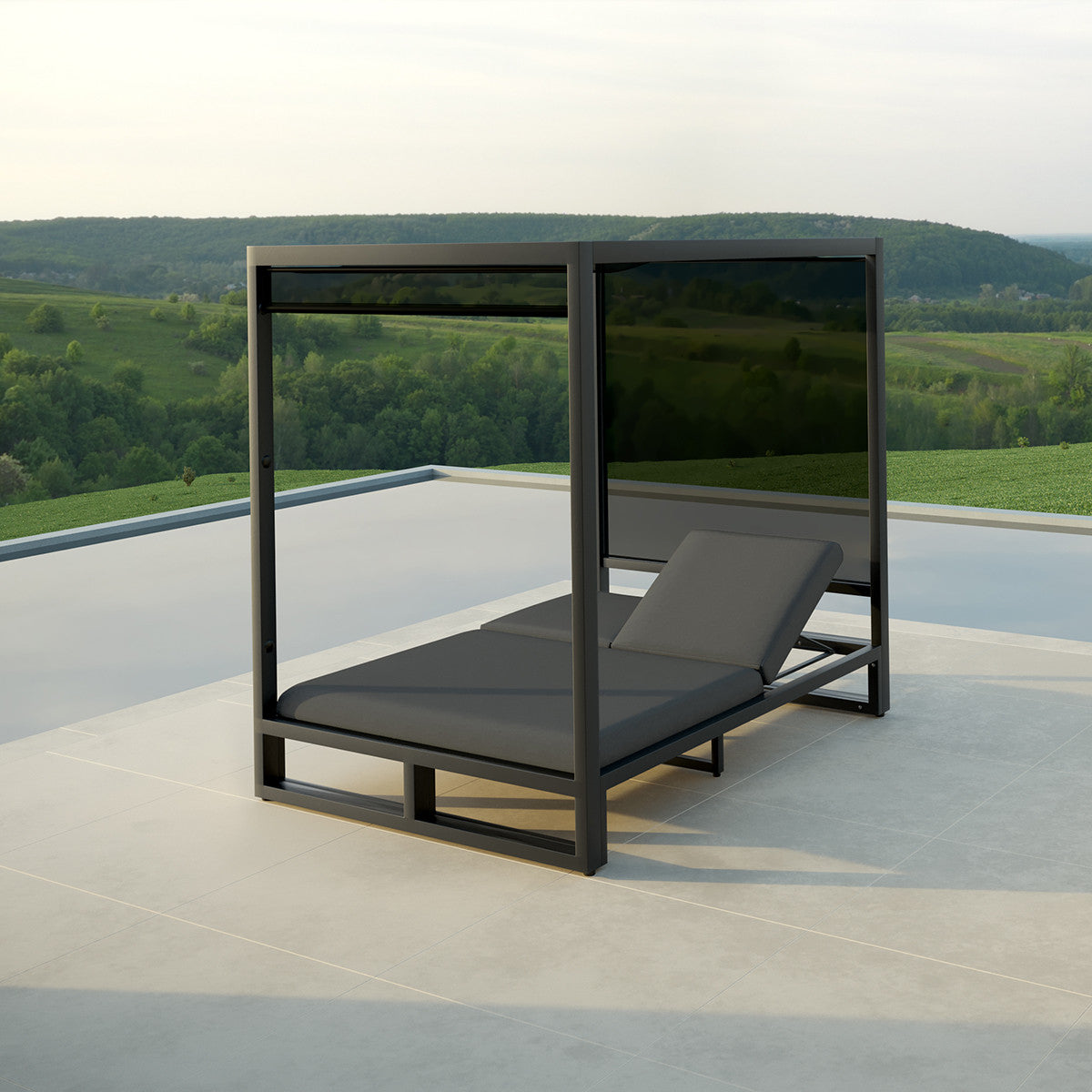 Maze Allure Cabana Double Sunlounger Charcoal-Better Bed Company