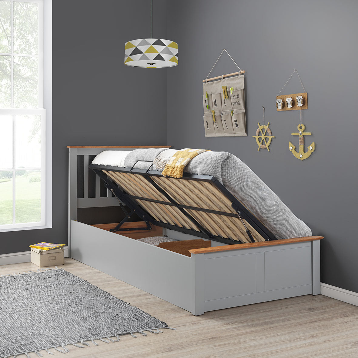 Bedmaster Francis Ottoman Bed Open Grey-Better Bed Company 