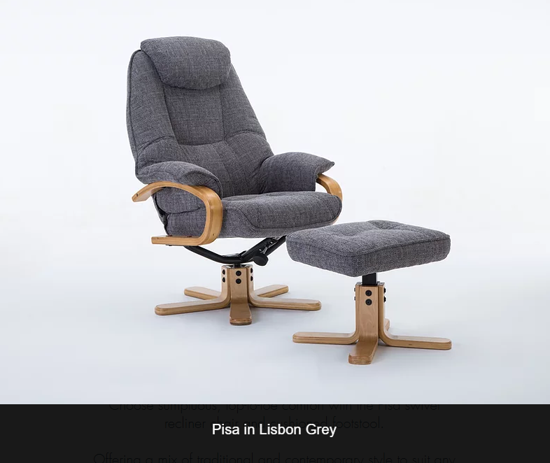 GFA Pisa Recliner And Foot Stool Lisbon Grey-Better Bed Company 
