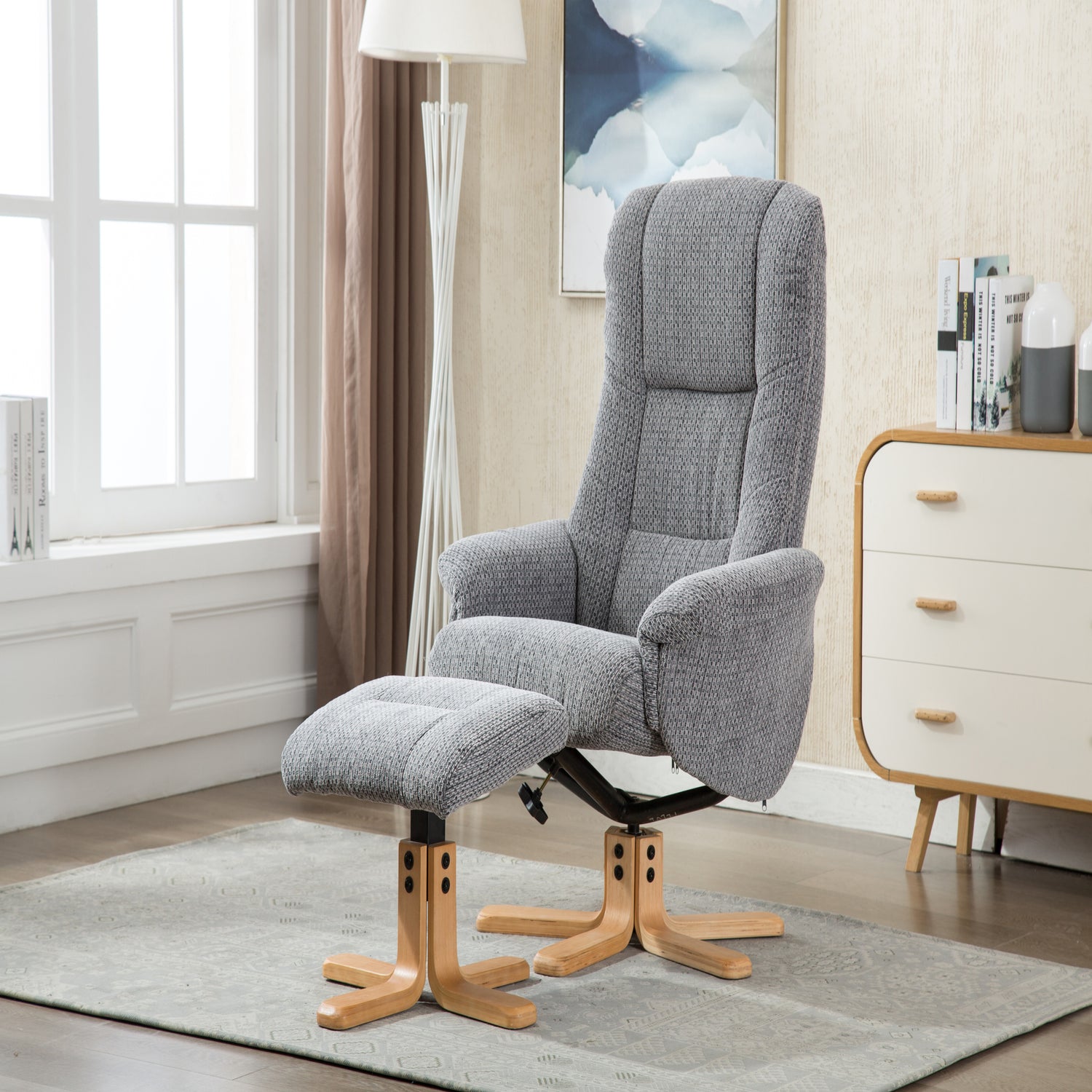 GFA Florida Recliner And Foot Stool Lake Blue-Better Bed Company