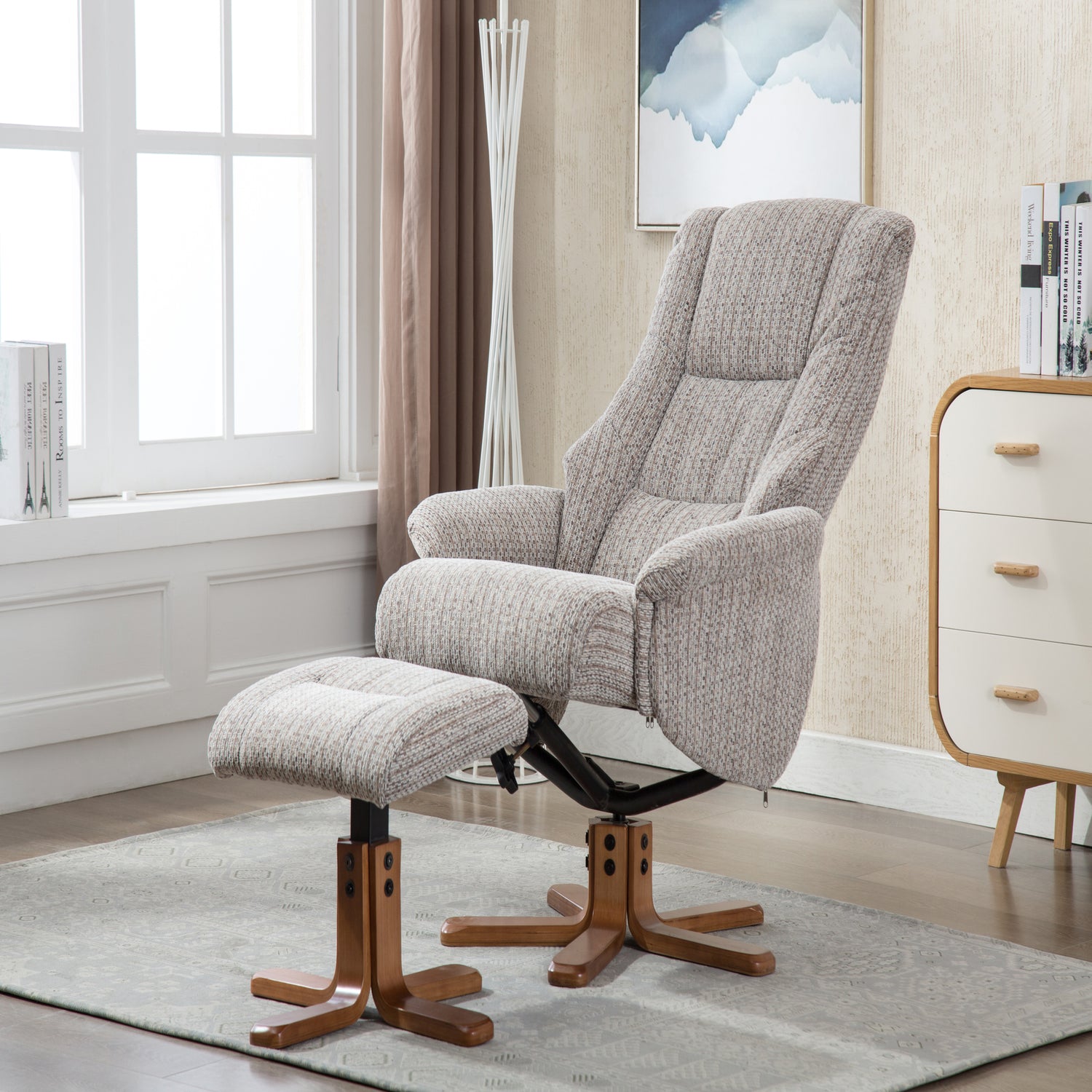 GFA Florida Recliner And Foot Stool Wheat-Better Bed Company