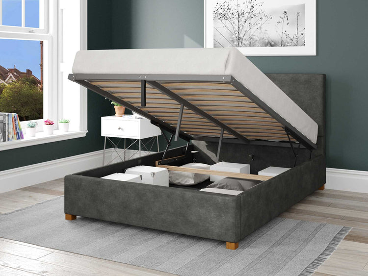 Better Peterborough Granit Black Ottoman Bed Open-Better Bed Company