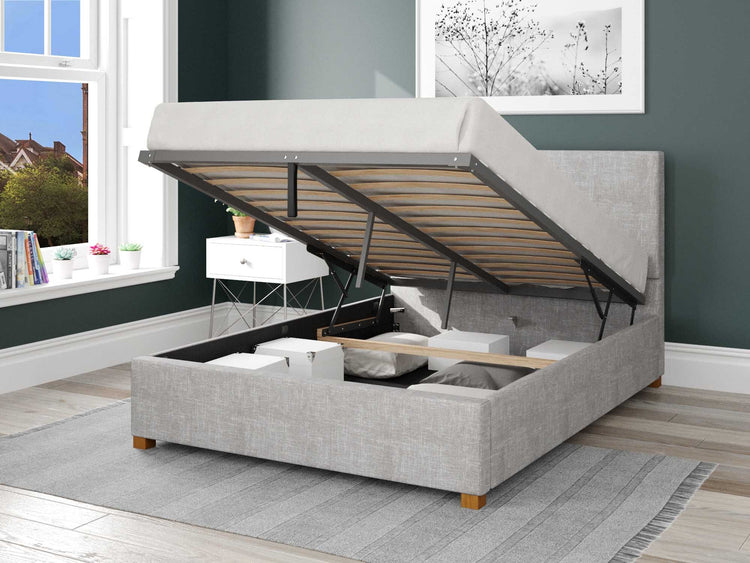 Better Peterborough Light Grey Ottoman Bed Open-Better Bed Company 