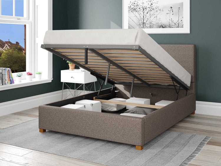 Better Peterborough Light Brown Ottoman Bed Open-Better Bed Company 