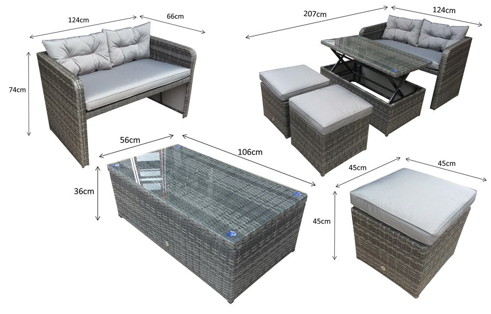 Signature Weave Gemma Sofa Dining Set Dimensions-Better Bed Company 