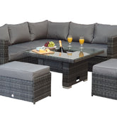 Better Bed Company - Signature Weave Georgia Corner Hi / Low Dining Set With Ice Bucket Grey