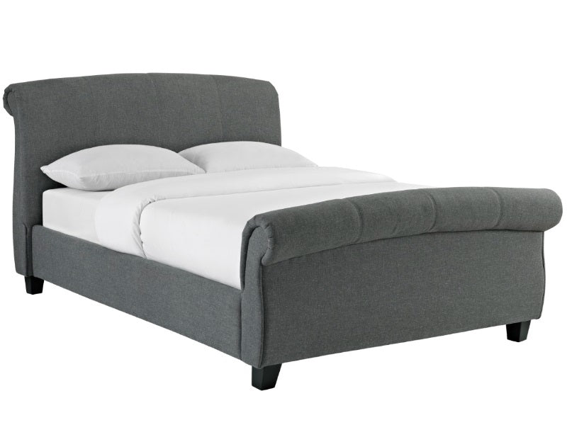 Heartlands Furniture Arabella Grey Linen Bed Frame From Side-Better Bed Company 