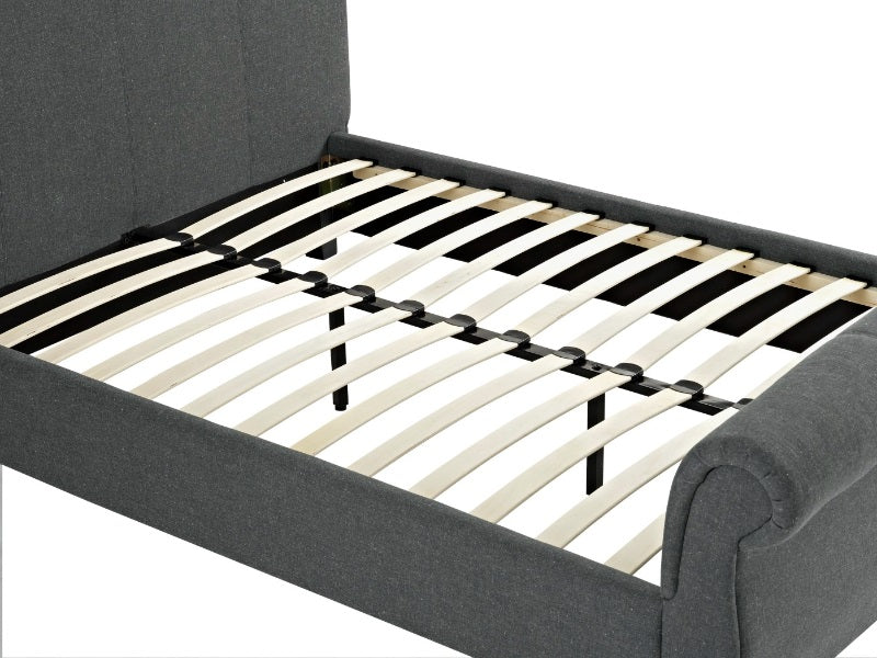 Heartlands Furniture Arabella Grey Linen Bed Frame Slats On Show-Better Bed Company 