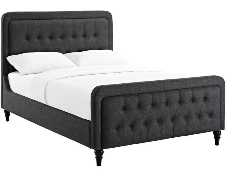 Heartlands Furniture Tahiti Grey Fabric Bed Frame From Side-Better Bed Company 