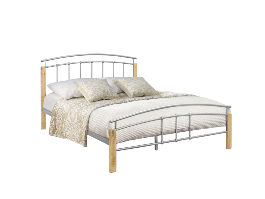 Heartlands Furniture Tetras Silver & Beech Metal Bed-Better Bed Company 