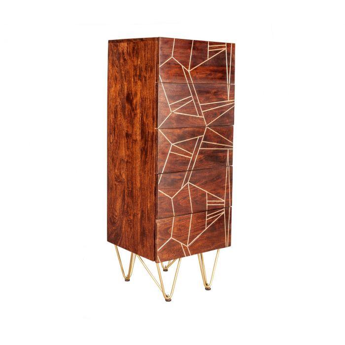 Indian Hub Dark Gold Tall Chest of Drawers