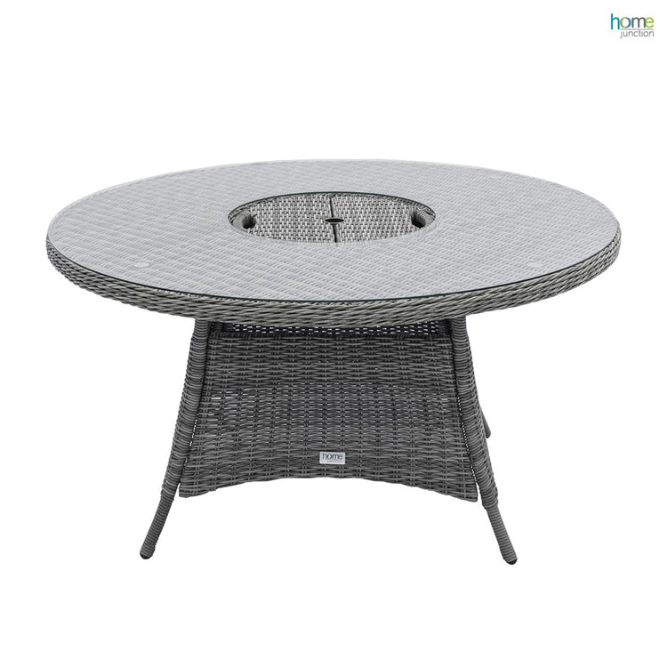 Home Junction Iris Round Dining Table with Ice Bucket and 6 Armchairs