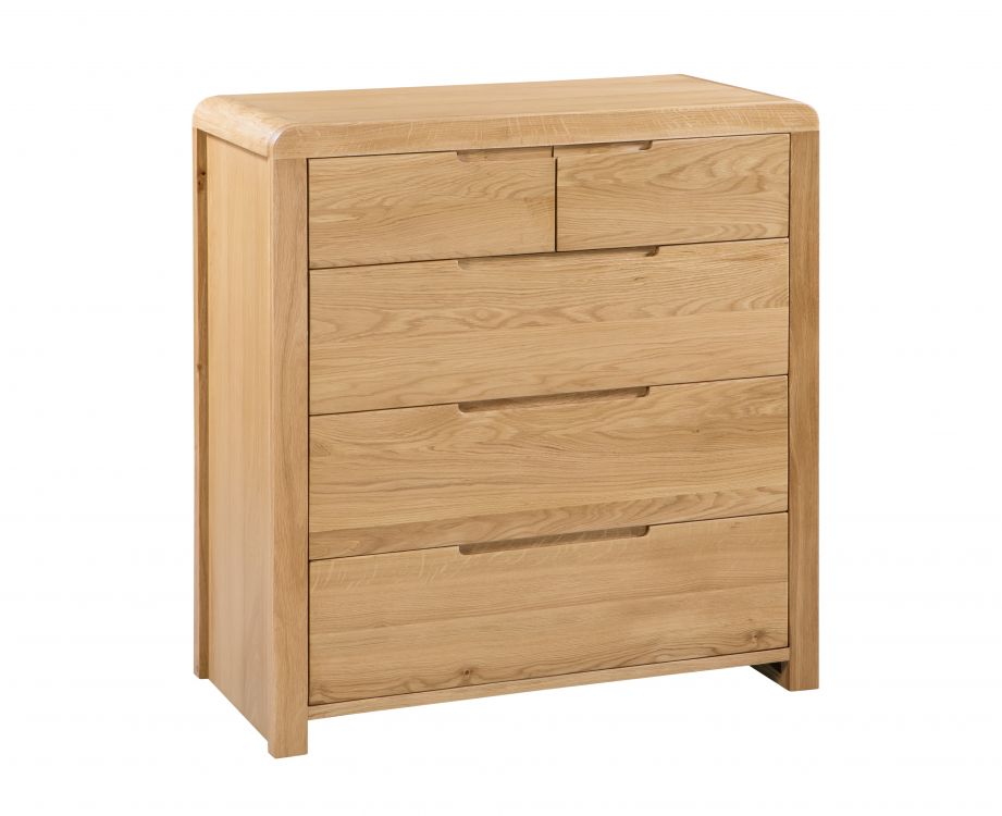 Julian Bowen Curve Oak 3 + 2 Draw Chest Of Draws