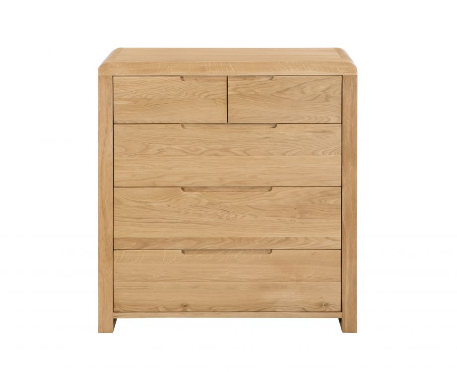 Julian Bowen Curve Oak 3 + 2 Draw Chest Of Draws