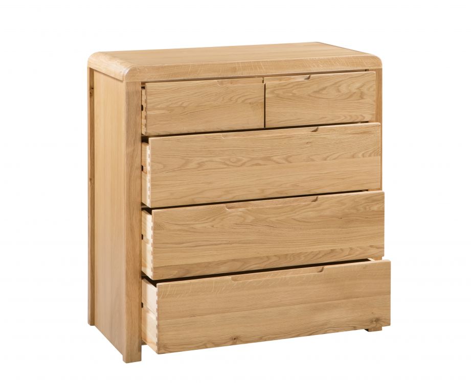 Julian Bowen Curve Oak 3 + 2 Draw Chest Of Draws