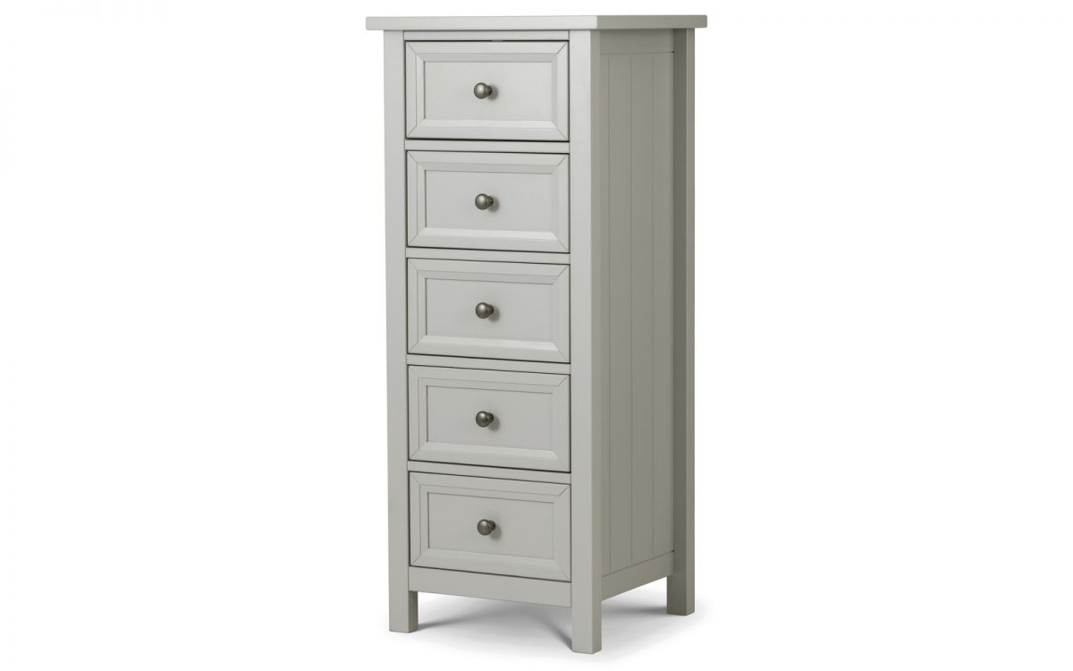 Julian Bowen Maine 5 Drawer Tall Dove Grey Chest