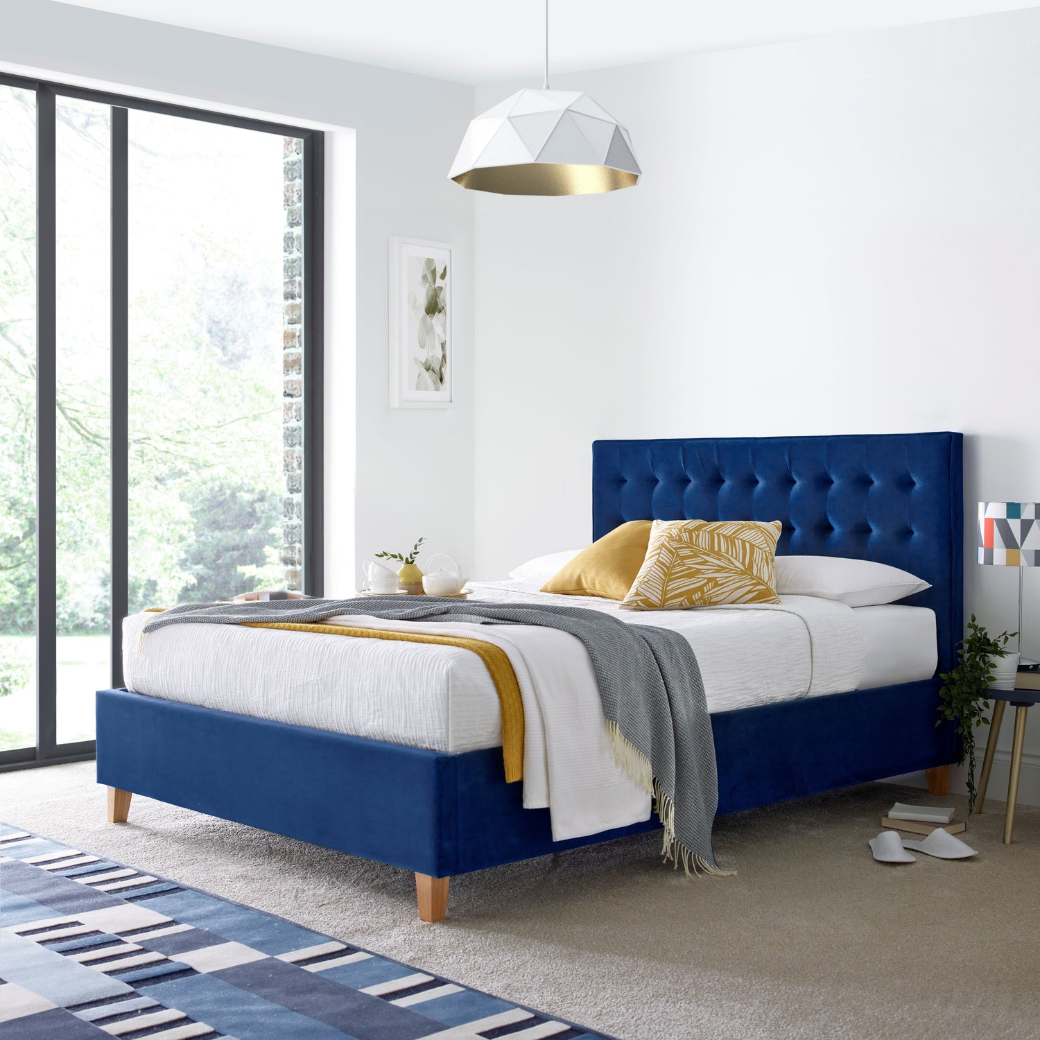 Geismar upholstered king shop bed