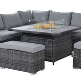 Maze Kingston Corner Deluxe Dining Set With Fire Pit Table
