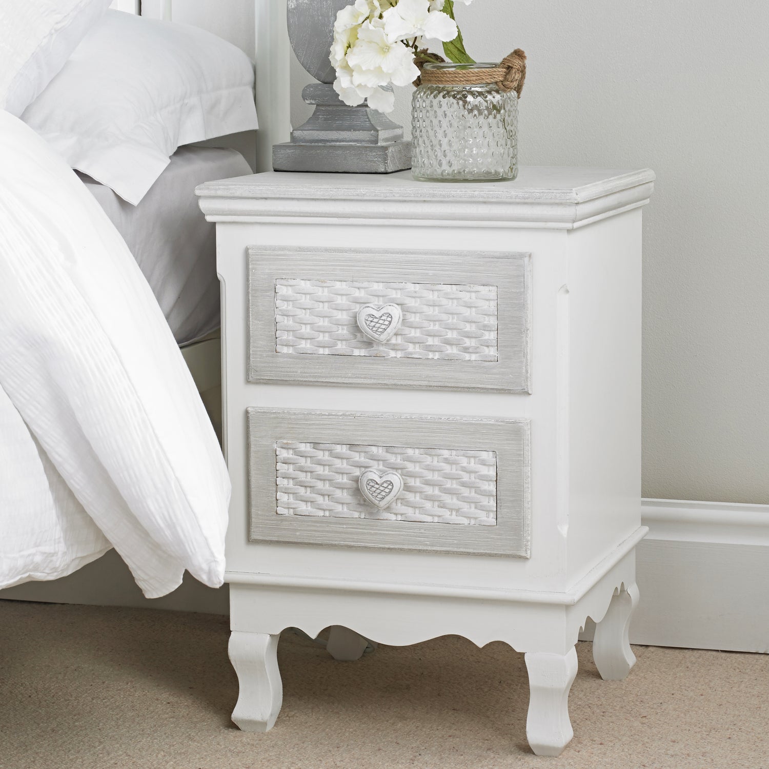 LPD Furniture Brittany 2 Draw Bed Side Table