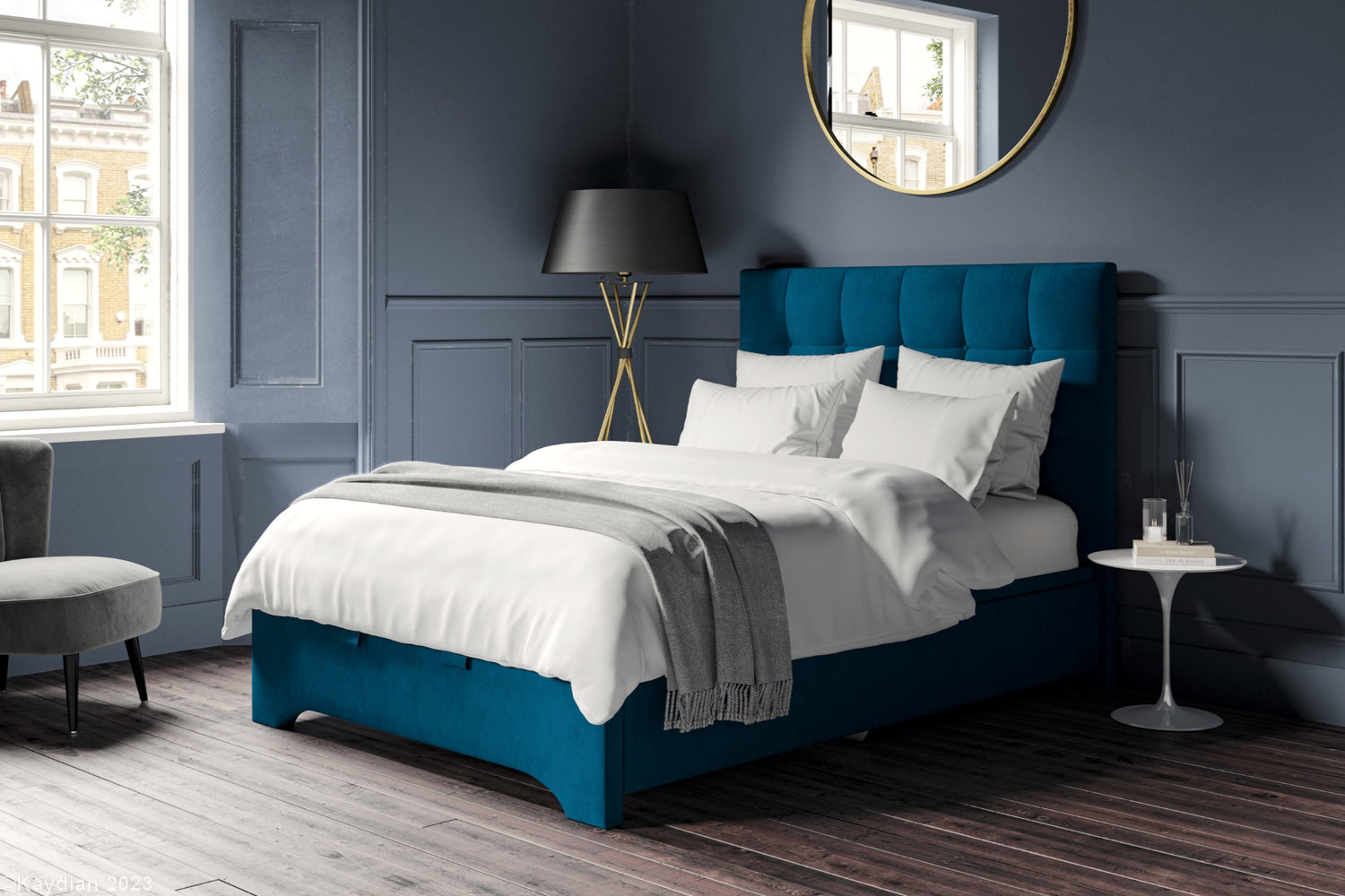 Kaydian Langley Ottoman Bed Frame Blue-Better Bed Company