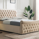 Luccay Beige Fabric Bed