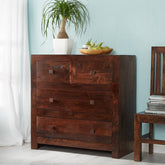 Indian Hub Toko Dark Mango 4 Drawer Dressing Chest