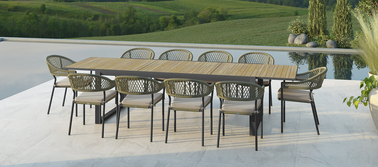 Maze Bali Rope Weave 10 Seat Rectangular Extending Dining Set