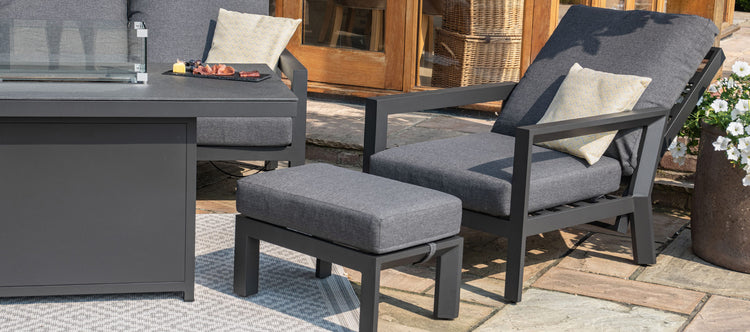 Maze Manhattan Reclining 3 Seat Sofa Set With Fire Pit Table And Footstools