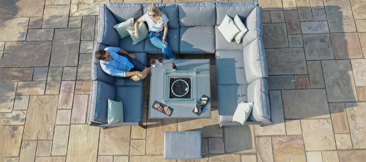 Maze New York U-Shaped Sofa Set with Fire Pit Table
