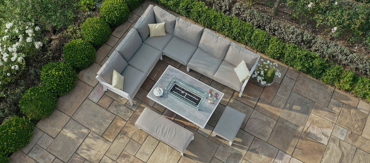 Maze New York Corner Dining Set With Fire Pit Table