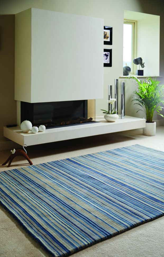 Origins Fine Stripes Blue / Beige Rug