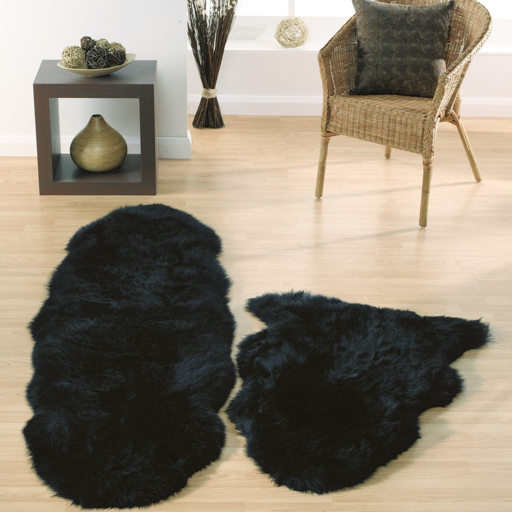 Origins Genuine Sheepskin Black Rug