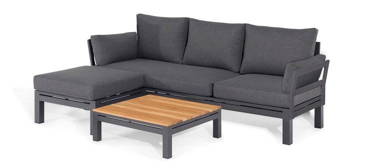 Maze Oslo Chaise Sofa Set With Teak Coffee Table