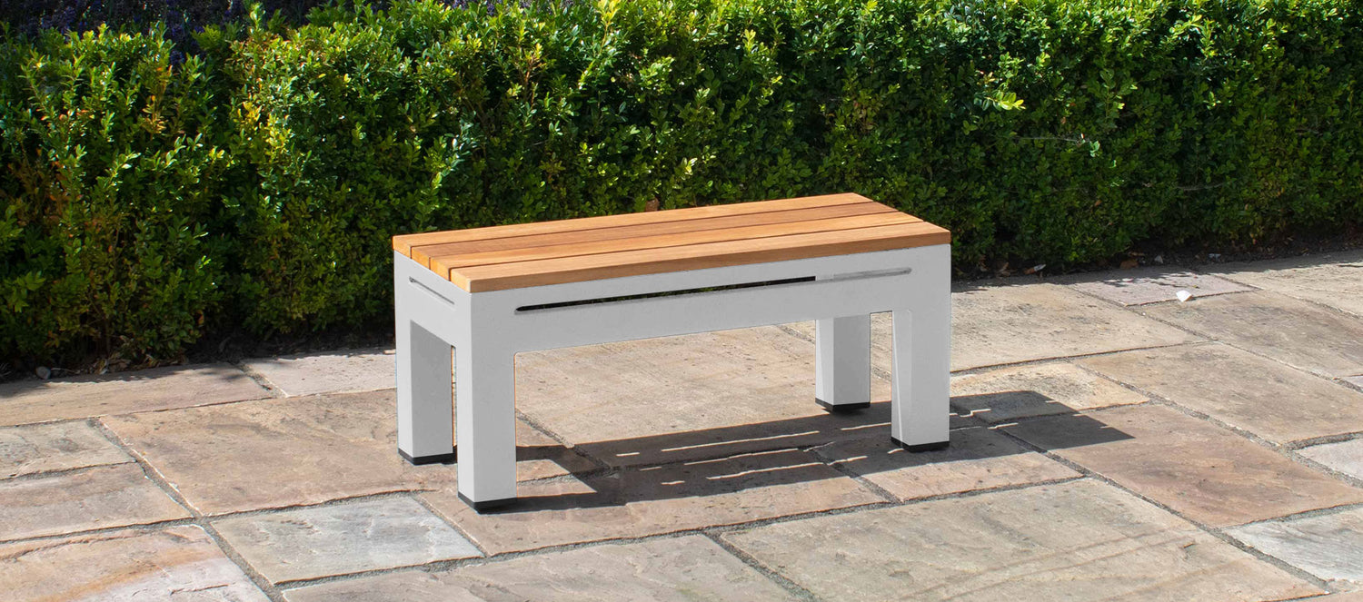 Maze Oslo Rectangular Teak Top Side Table White-Better Bed Company