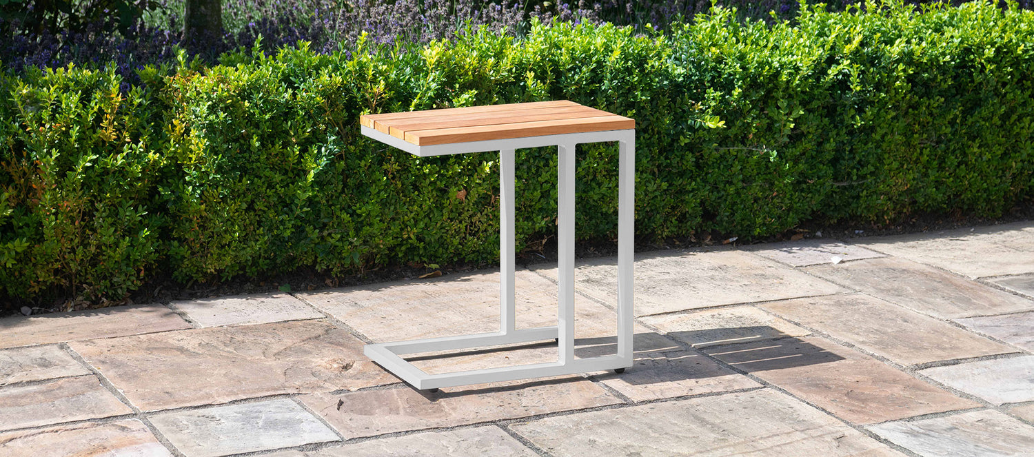 Maze Oslo Teak U Shaped Side Table White-Better Bed Company